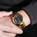 Mcykcy manufacturer's supply list: roman numeral diamond calendar solid tungsten steel two-tone deep waterproof men's watch - silver