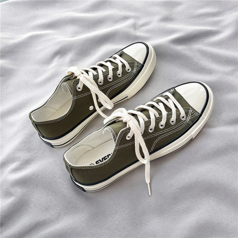 New summer breathable canvas shoes for men, versatile low-top casual sneakers, korean style student cloth shoes, trendy men's skate shoes