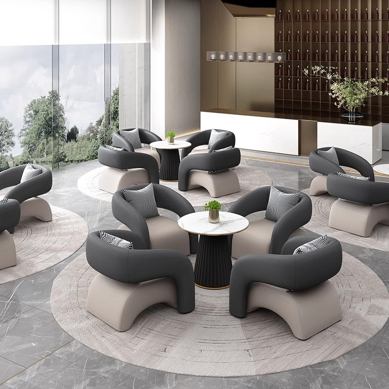 Business reception sofa set - ideal for hotels, offices, sales centers, and reception areas. includes sofa, table, and chairs for meetings and discussions