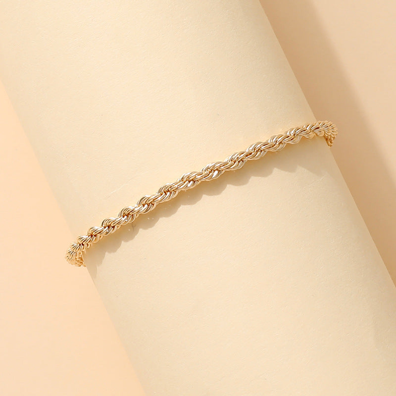 European and american cross-border fashion jewelry: vintage creative women's gold-plated anklet, trendy braided chain anklet