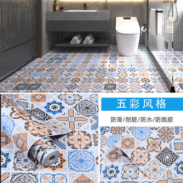 Wear-resistant floor sticker for kitchen floor sticker Self-adhesive floor sticker Non-slip toilet Toilet floor sticker Bathroom