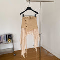 Retropatchworkasymmetrical a-line ribbon skirt for women summerk-stylehigh waistslimming looksexy style holiday short skirt