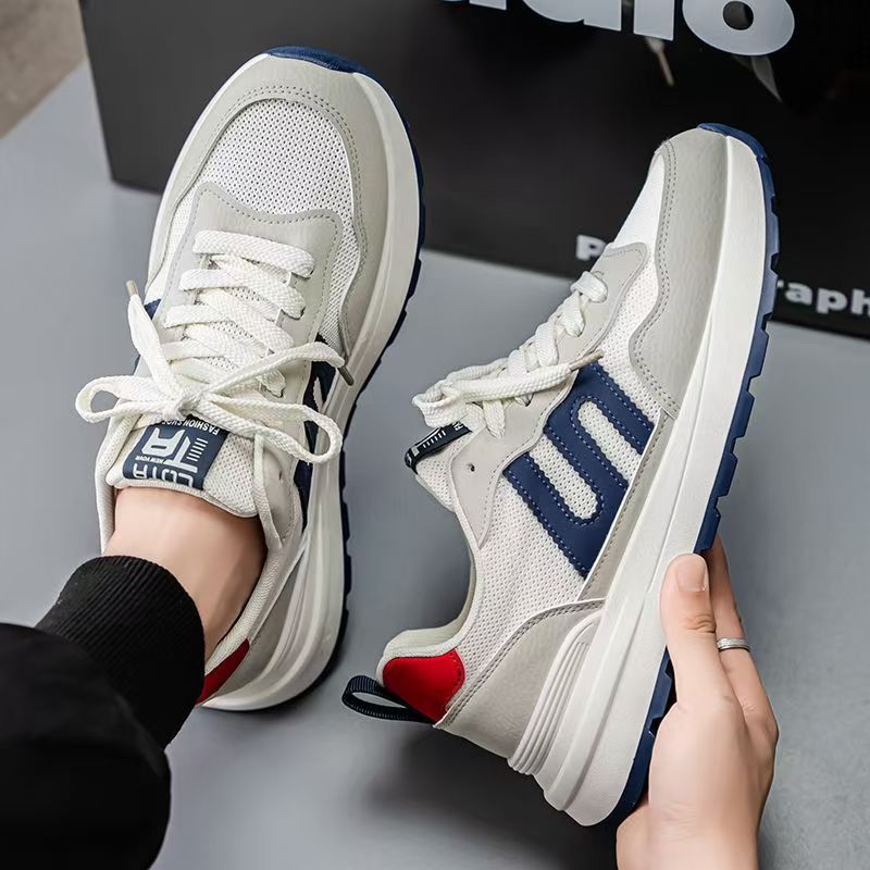 Men's shoes 2025 new winter mesh breathable versatile casual sneakers men's running chunky sole student dad shoes