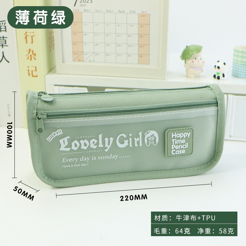 Cross-border  large-capacity primary and secondary school students stationery box simple stationery bag ins high-value girl transparent pencil case