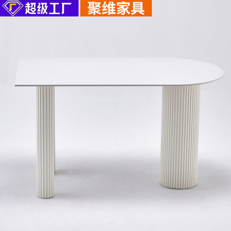 Source factory manufacturer wholesale rock slab dining table island small apartment all-in-one simple for home cream style dining table
