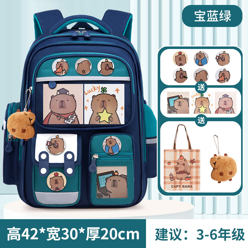 Kapibara new primary school bag, men's and women's 1-3-6 grades, light spine protection, large-capacity children's backpack