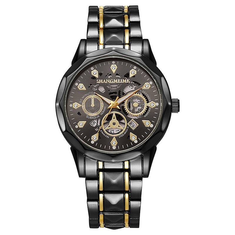 Shangmei brand trendy fashion waterproof luminous business automatic quartz embossed hollow-out men's watch