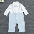 Baby gentleman onesie - boy's spring/autumn first birthday outfit, 100-day celebration bow tie romper, class a pure cotton outdoor jumpsuit