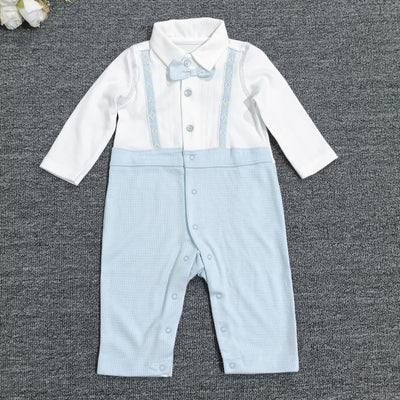 Baby gentleman onesie - boy's spring/autumn first birthday outfit, 100-day celebration bow tie romper, class a pure cotton outdoor jumpsuit