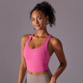 Fashion nude pure color seamless one-piece cup vest cross back yoga bra running fitness sports intimates women