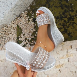 summer new arrival: women's wedge heel slippers for cross-border e-commerce. plus sizes available. 0.67cm heel height difference. wholesale options available. dropshipping to  and