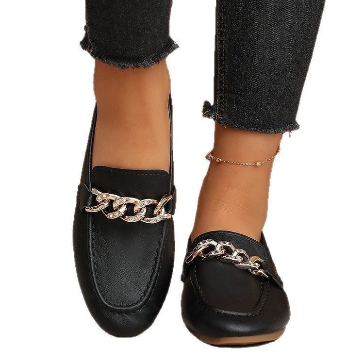 Plus sizecasual loafers for women springnew arrival soft bottom metal exportflatsflats lazy bean shoes
