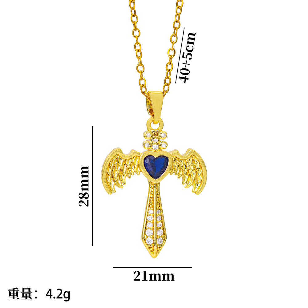 popular titanium steel wings cross necklace classyaccessible luxury pendant niche style design new arrivalsweater chain jewelry