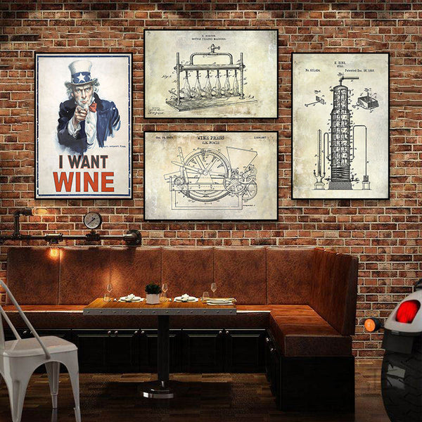 Cocktail Breakdown Decorative Painting Vintage Industrial Style Bar Bistro Hanging Painting Leisure Bar Wine Glass Mural