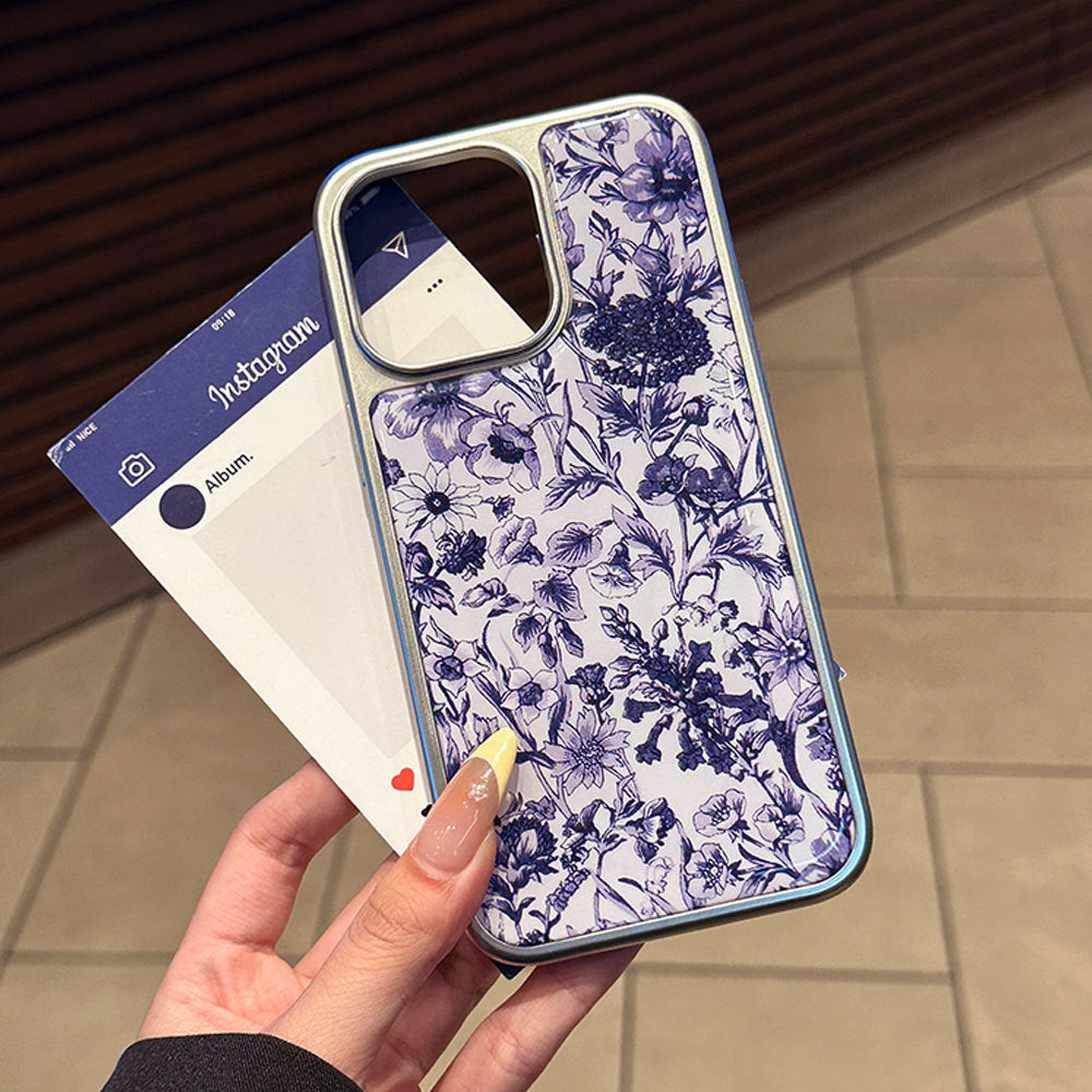 Small fresh flowers fill the screen, suitable for iphone16promax electroplated mobile phone case, apple 15 glue protective cover 14