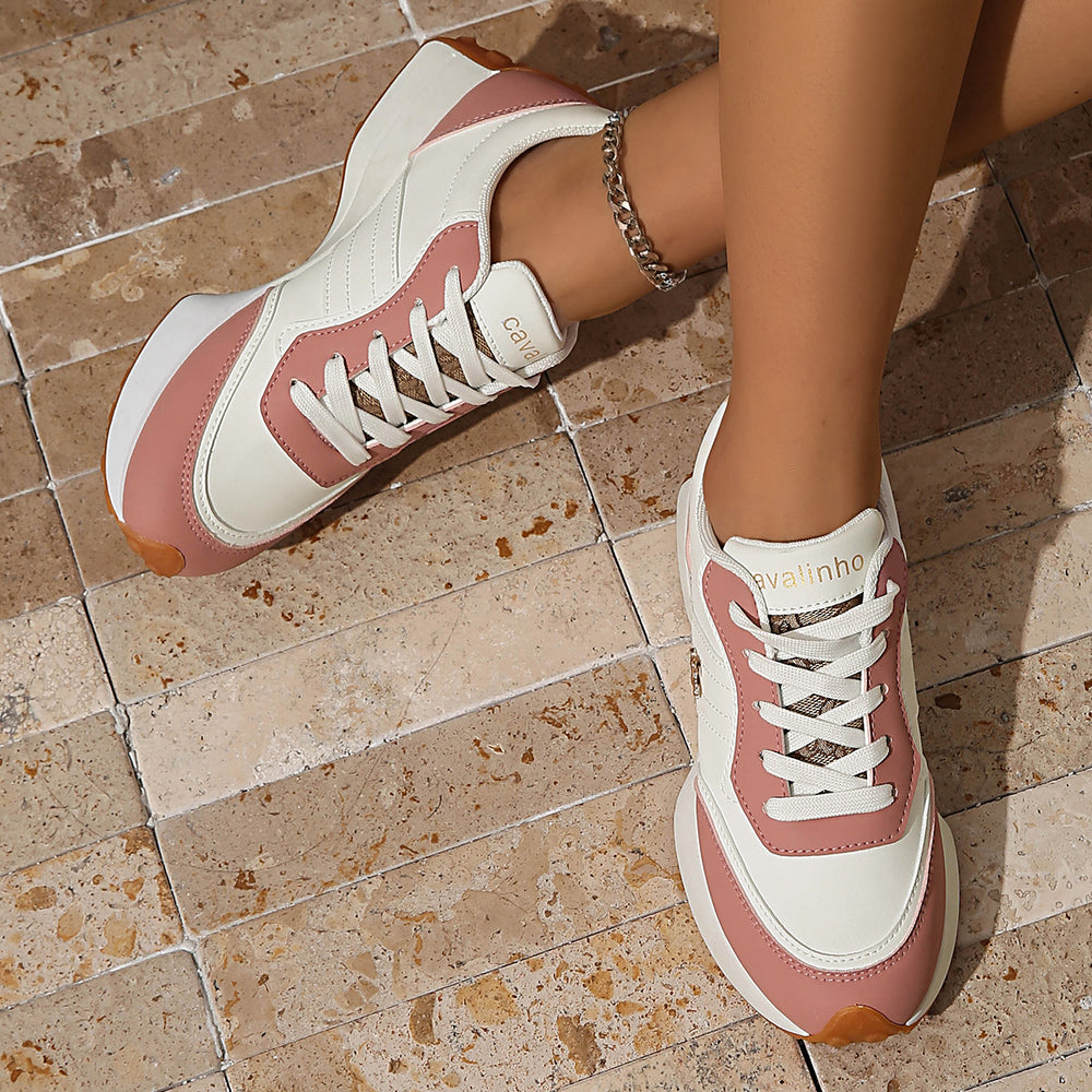 plus size women's shoes new arrival breathable leather sneakers women's korean version thick solecasual soft bottom running dad shoes
