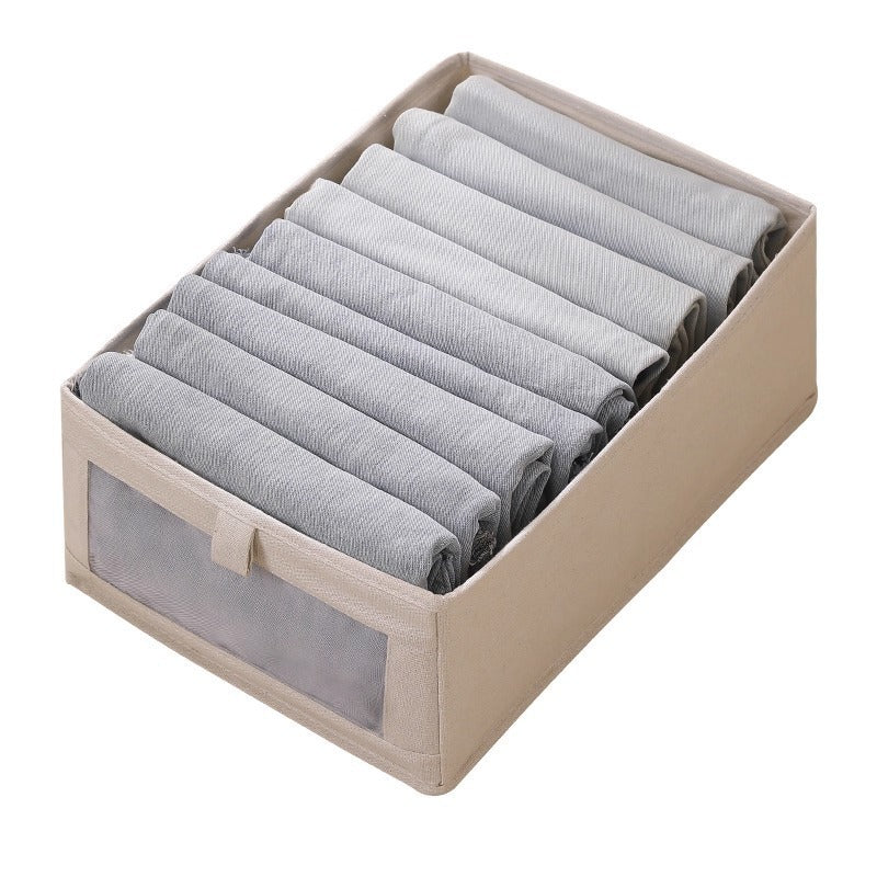 New visual wardrobe storage box, jeans storage box, Japanese cotton and linen fabric storage box, clothes finishing artifact