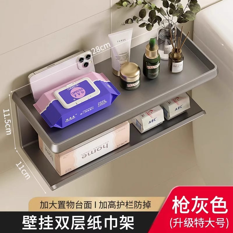 No punching black paper towel holder roll paper holder storage rack toilet bathroom tissue box mobile phone toilet paper holder roll paper