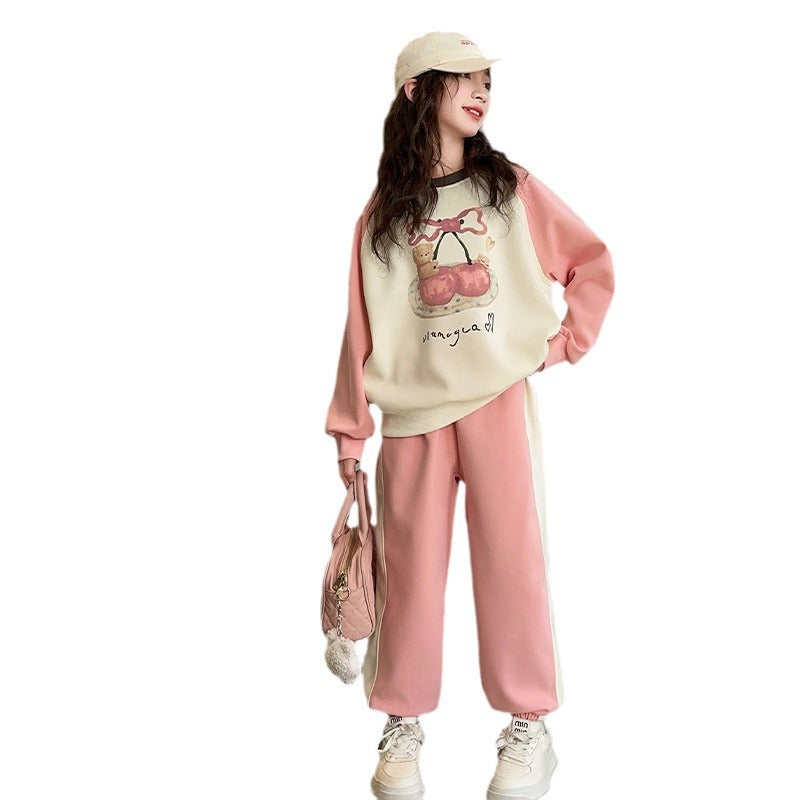 Girls' fall activewear set -  new trendy & stylish casual outfit for girls, big girls' spring/autumn two-piece set