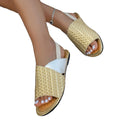 new woven color block beach sandals - summer plus size flat european and american lightweight women's sandals - size 44