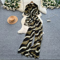 European style fashion print set - women's summer chic: tie-waist asymmetrical blouse & high-waisted wide-leg straight pants