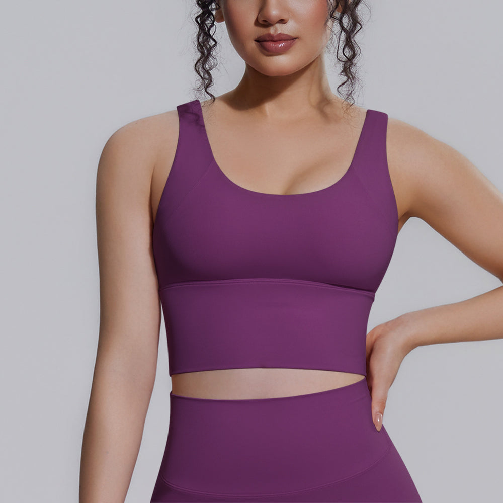 pure color high-strength yoga vest chest pad bubble wrap sports intimates breathable push-up running fitness bra for women