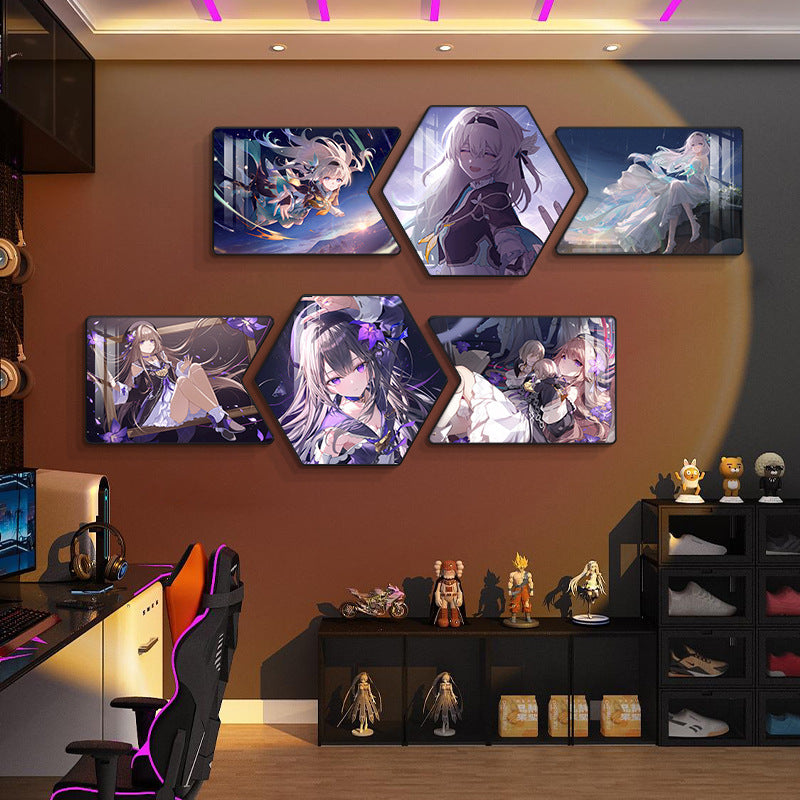 Collapse iron star dome railway decorative painting e-sports hotel room background wall arrangement mural bedroom bedside game hanging painting