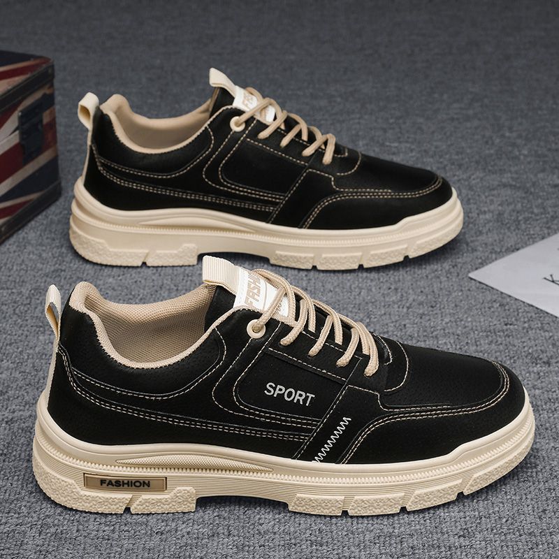 Men's spring breathable 2025 new trendy versatile casual skate shoes, men's low-top workwear leather martin boots
