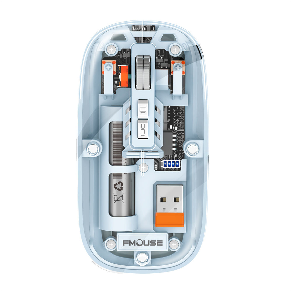 M233 transparent magnetic wireless bluetooth tri-mode mouse - rechargeable silent mouse for desktops and laptops (universal compatibility)