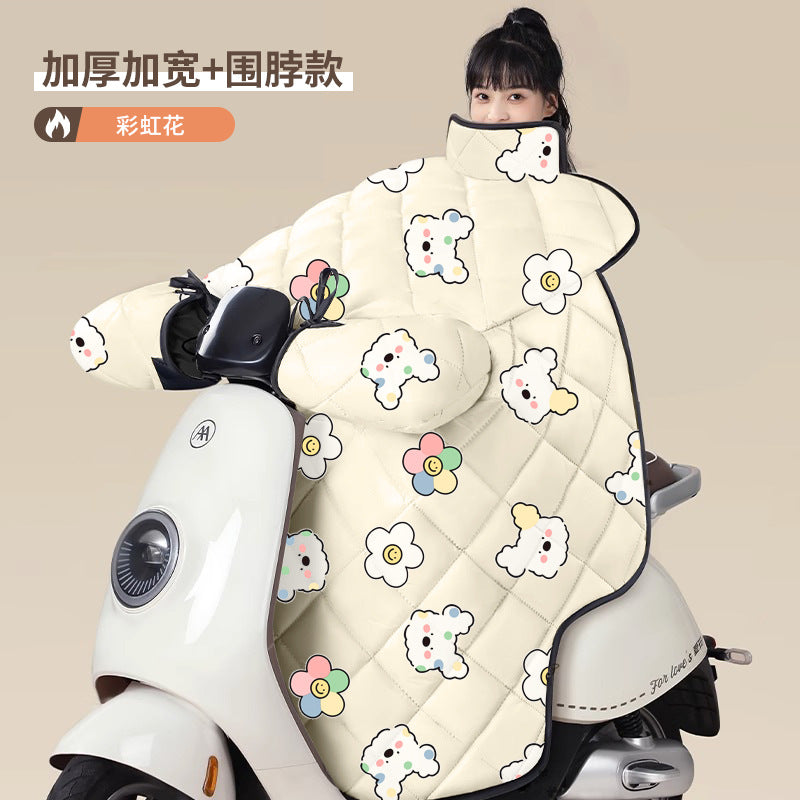Electric vehicle windshield cover - winter edition: fleece-lined, extra thick, waterproof, cold-proof. universal fit for electric bikes and motorcycles. all-season use, winter style