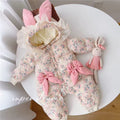 Baby girl winter fashionable and cute romper, outing cotton-padded jumpsuit, infant winter fleece-lined thickened outing onesie