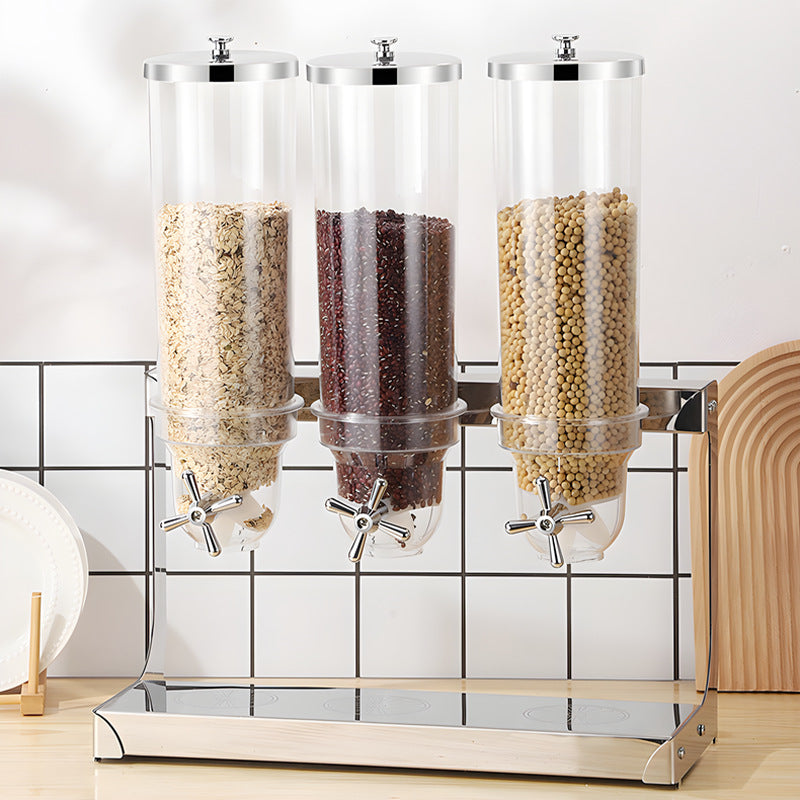 Stainless steel cereal dispenser - grain dispenser - food cereal dispenser - hotel buffet restaurant oatmeal & cereal storage bucket