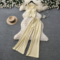 Salt style outfit work clothing style silm vest high waistloose pants women's summer lazy slimming lookeleganttwo-piece set
