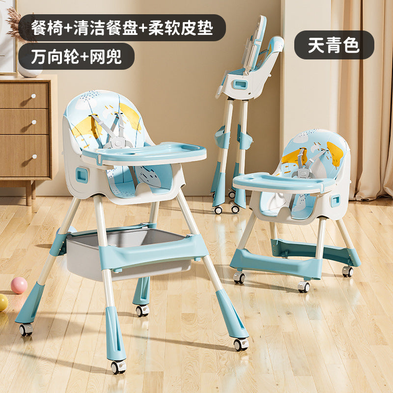 Baby high chair - foldable, portable, home use - infant learning seat for feeding - multifunctional dining chair for kids