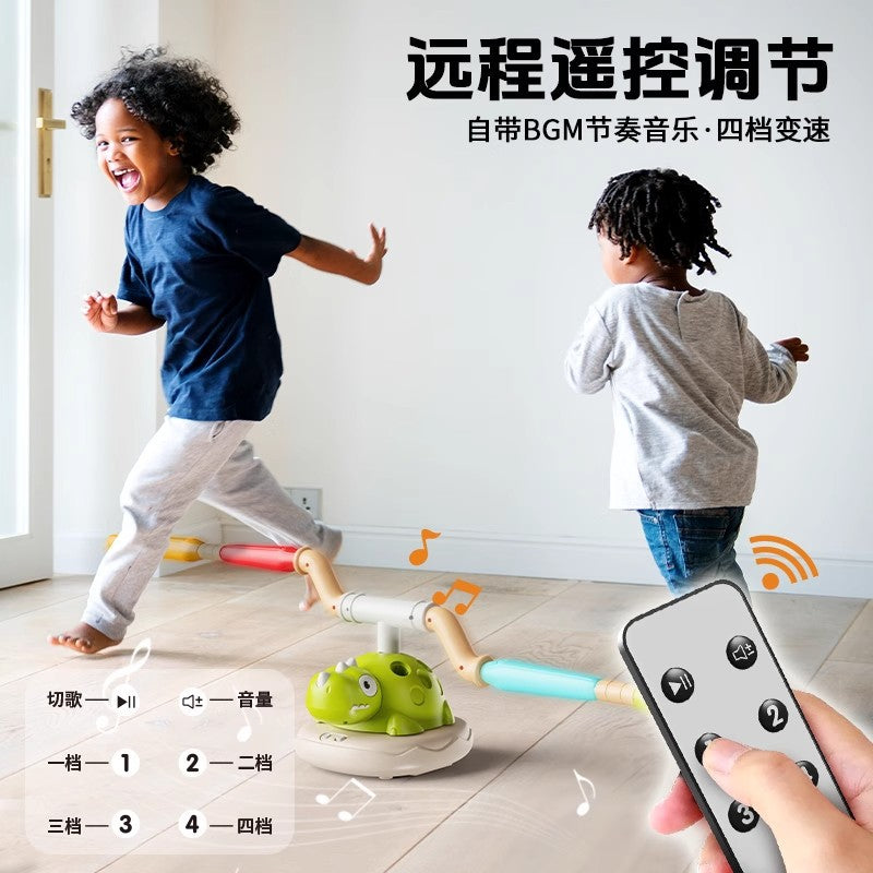 3-in-1 dinosaur exercise machine: kids' bouncing bar, bouncing toy, foot-powered rocket launcher - sensory integration training toy