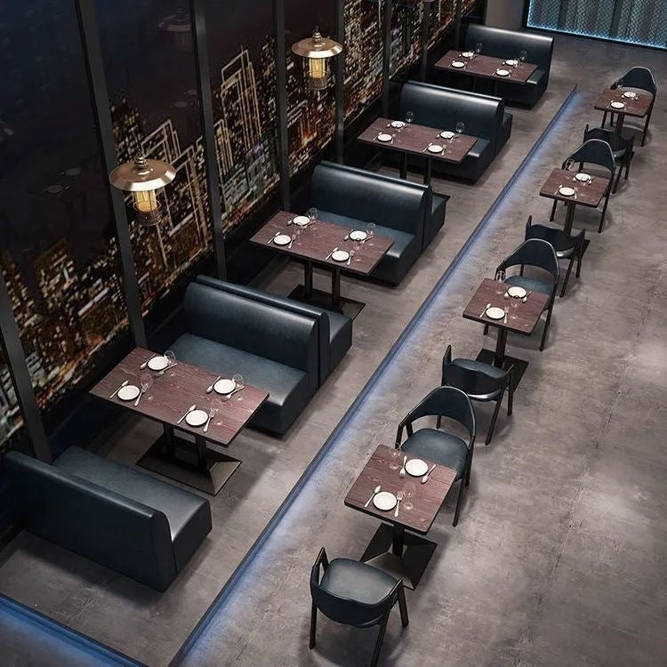 Restaurant sofa balcony tea table and chair card seat sofa coffee table combination retro courtyard coffee table combination bar booth wood