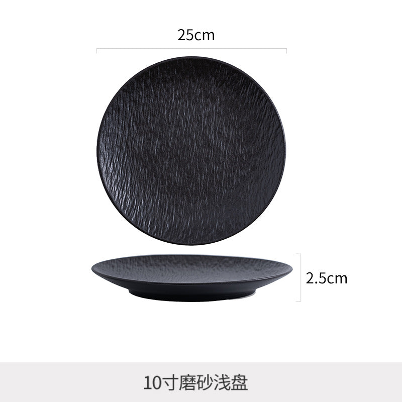 Nordic texture new hotel round plate retroclassy ceramic steak plate pasta plate for home vegetable plate