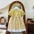 【clearance】girls' princess dress - summer korean style, chic bubble sleeves, fresh floral print