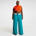 Spring american retro draped women's suit pants loose slimming look lapel design straight-leg loose pantsins