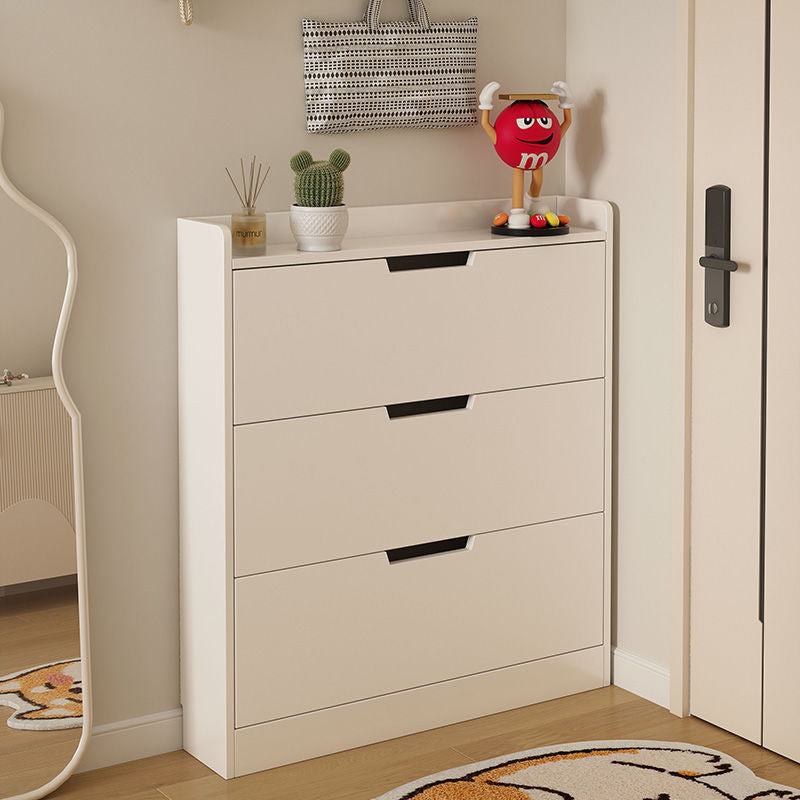 Modern slim flip-down shoe cabinet for entryway, minimalist home use, small apartment, 17cm height, easy storage shoe rack