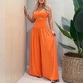 cross-border european and american women's clothing: new summer collection - casual commute solid color camisole & wide-leg pants fashion set