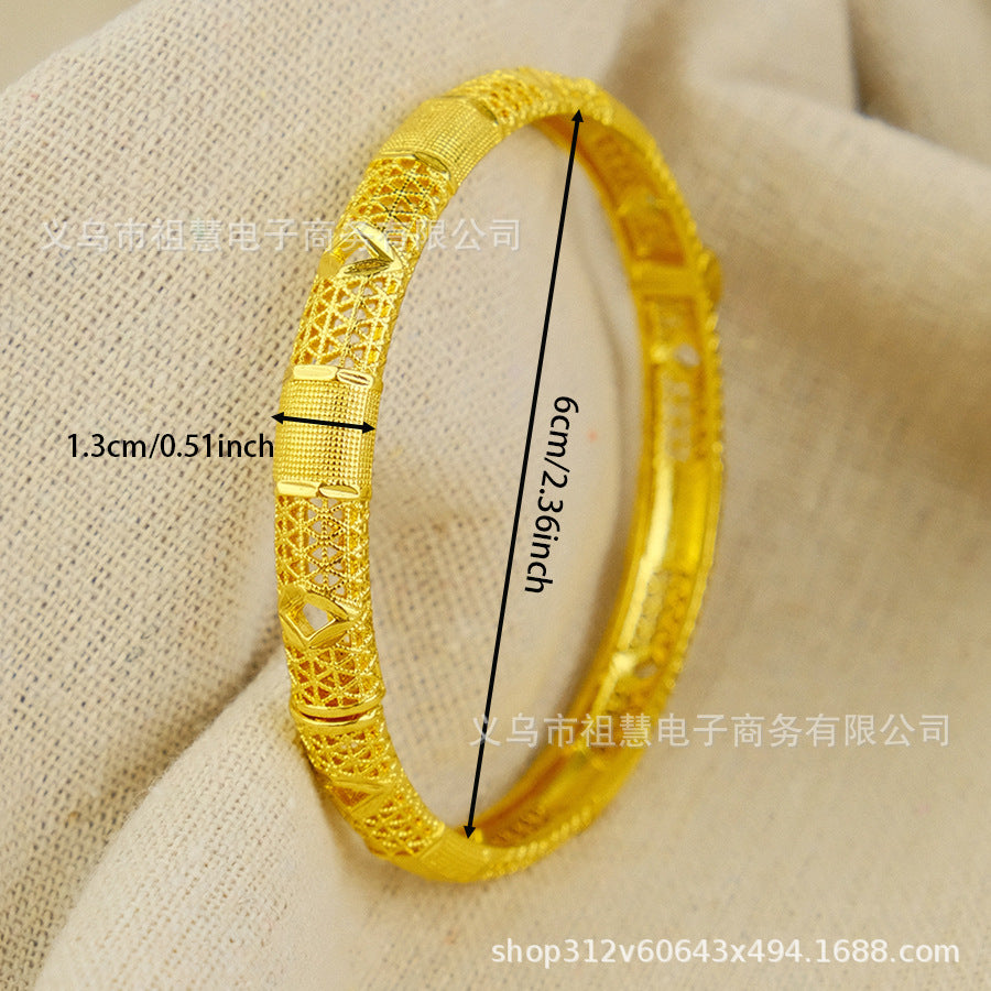 women's luxury copper bangle arab bridal charm bracelet wedding gift dubai gold plated jewelry party