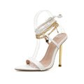 2025 european and american new design niche 12cm high heel socialite wrap-around sandals - gold power woman wine glass heel