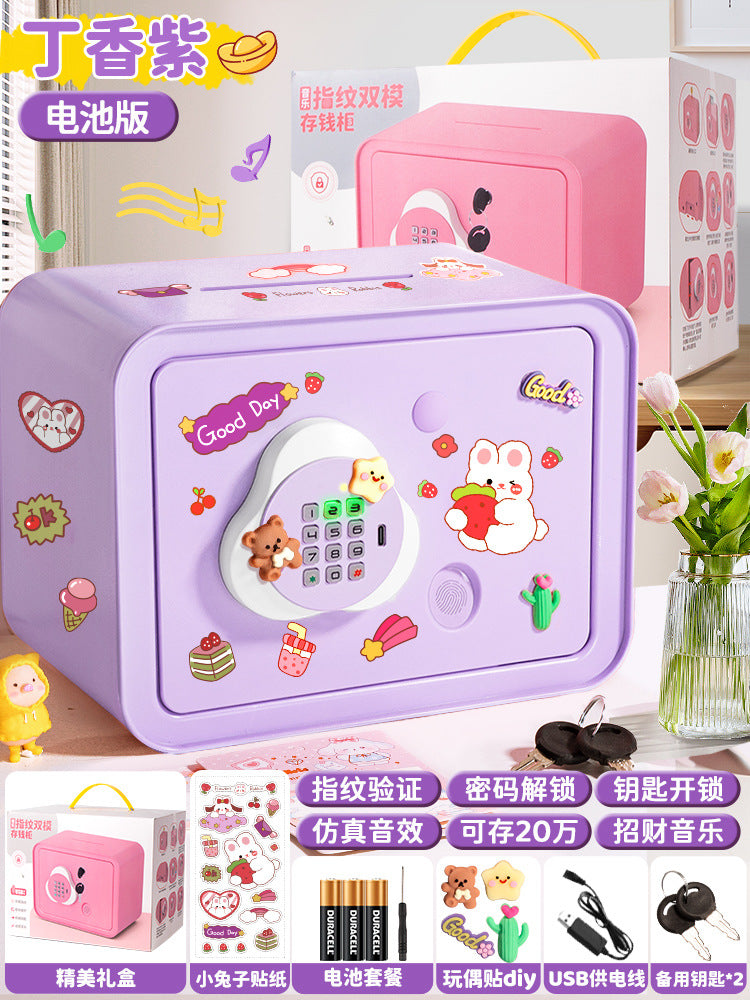 Piggy Bank 2024 New Children's Girls Only Can't Get In Safe Cabinet Boys Large Capacity Password Box Savings