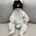 Baby autumn winter baby boy fleece-lined onesie, super cute casual outing outfit, spring and autumn climbing suit