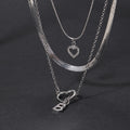 Wholesale alloy diamond-studded letter pendants, european and american cross-border jewelry, multi-layered fashion design heart necklaces for women