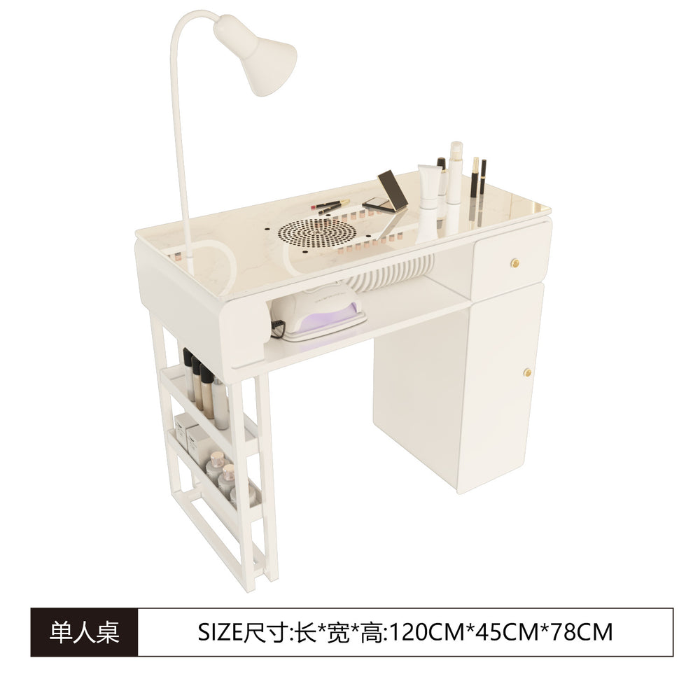 New arrival: extra-wide 45 turbine engraved grade vacuum marble & porcelain surface multifunctional minimalist nail table and chair set