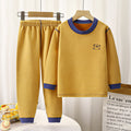 Kids' boneless fleece-lined turtleneck thermal underwear set - new autumn collection for boys and girls - striped, extra thick, warm innerwear set