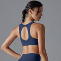European and american nude feel yoga wear women's tight-fitting quick-dry sports bra sexy cutout backless running fitness push-up bra