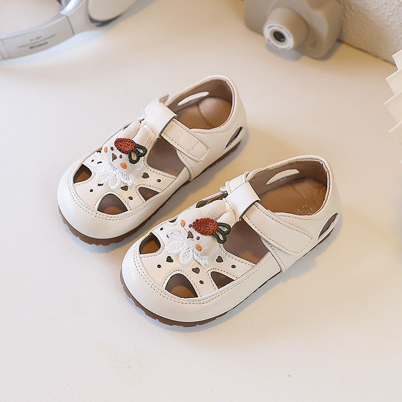 Ready-to-ship girls' non-slip sandals: stylish bowknot, cartoon, and pearl princess sandals for baby girls